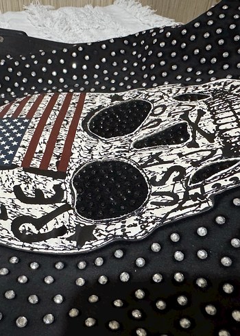 Siyah Deri Rock Punk Nakışlı Çanta - Görsel 8