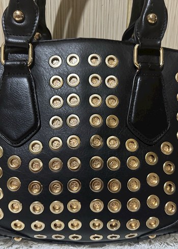 Siyah Deri Çivili Gotik Kadın Çantası - Görsel 2