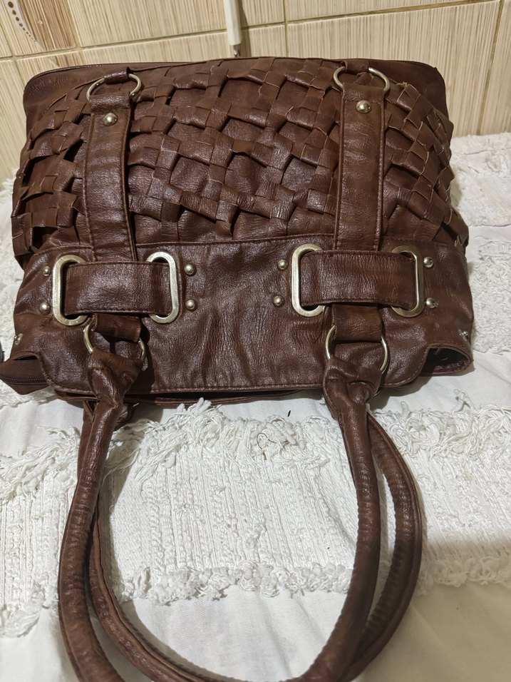 Kahverengi Deri Bohem Çanta - Görsel 4