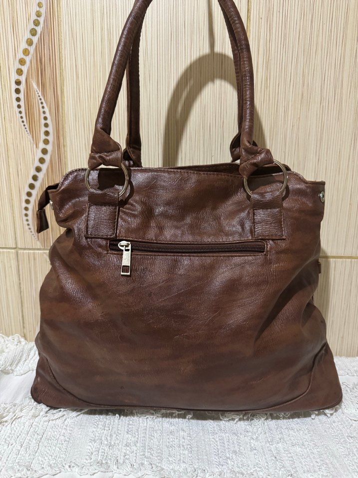 Kahverengi Deri Bohem Çanta - Görsel 3