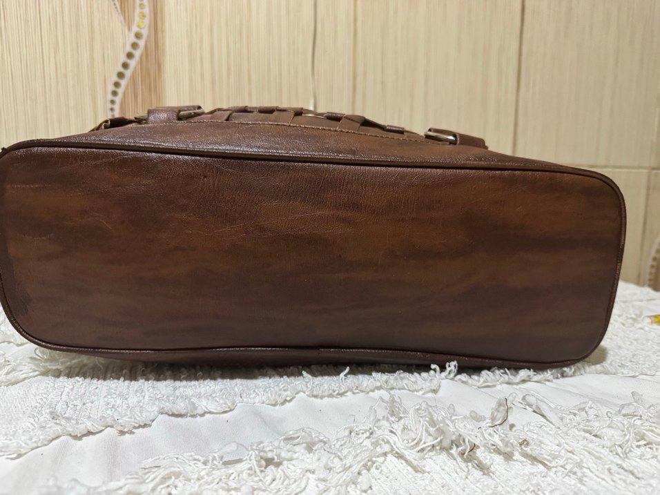 Kahverengi Deri Bohem Çanta - Görsel 5