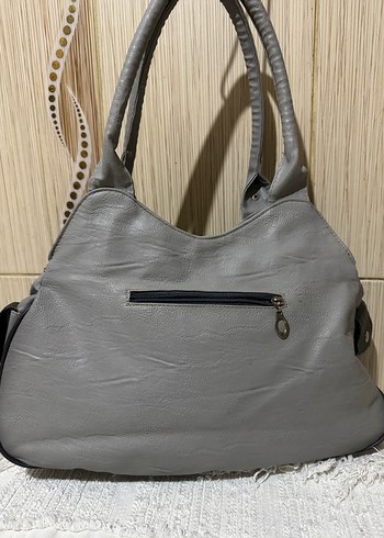 Tokalı Gri Deri Kadın Çanta - Görsel 4
