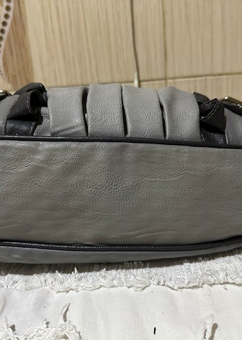 Tokalı Gri Deri Kadın Çanta - Görsel 6