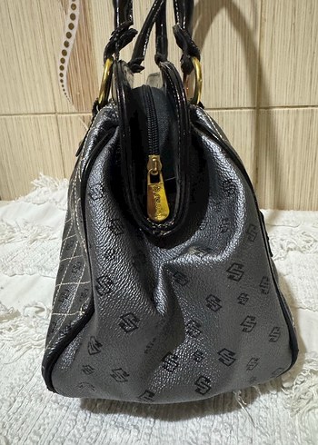 Klasik Desenli Gri Deri Kadın Çanta - Görsel 4