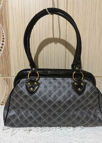 Klasik Desenli Gri Deri Kadın Çanta - Görsel 3