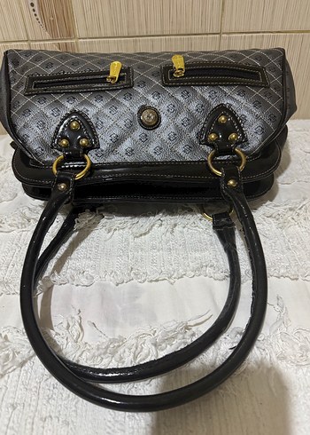 Klasik Desenli Gri Deri Kadın Çanta - Görsel 5