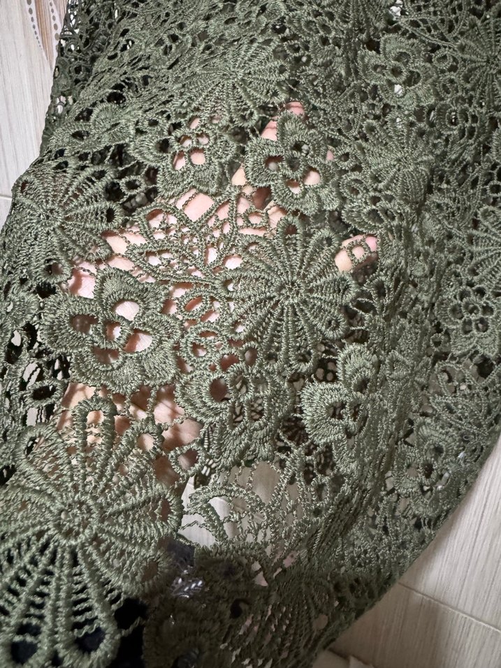 Dantel İşlemeli Bohem Yeşil Mini Bluz - Görsel 3