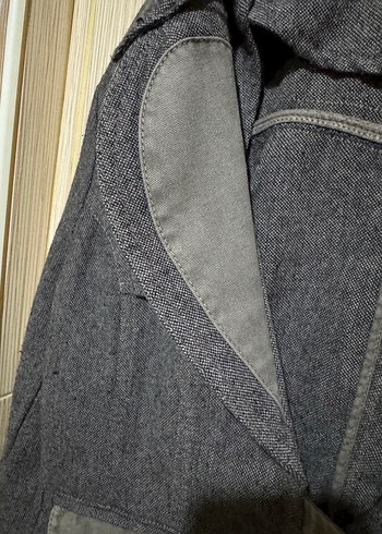 Gri Mini Jean Ceket Düğmeli - Görsel 4