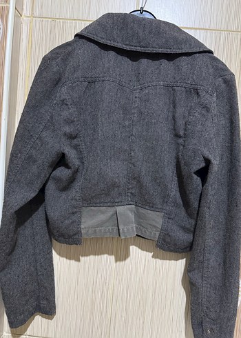 Gri Mini Jean Ceket Düğmeli - Görsel 2