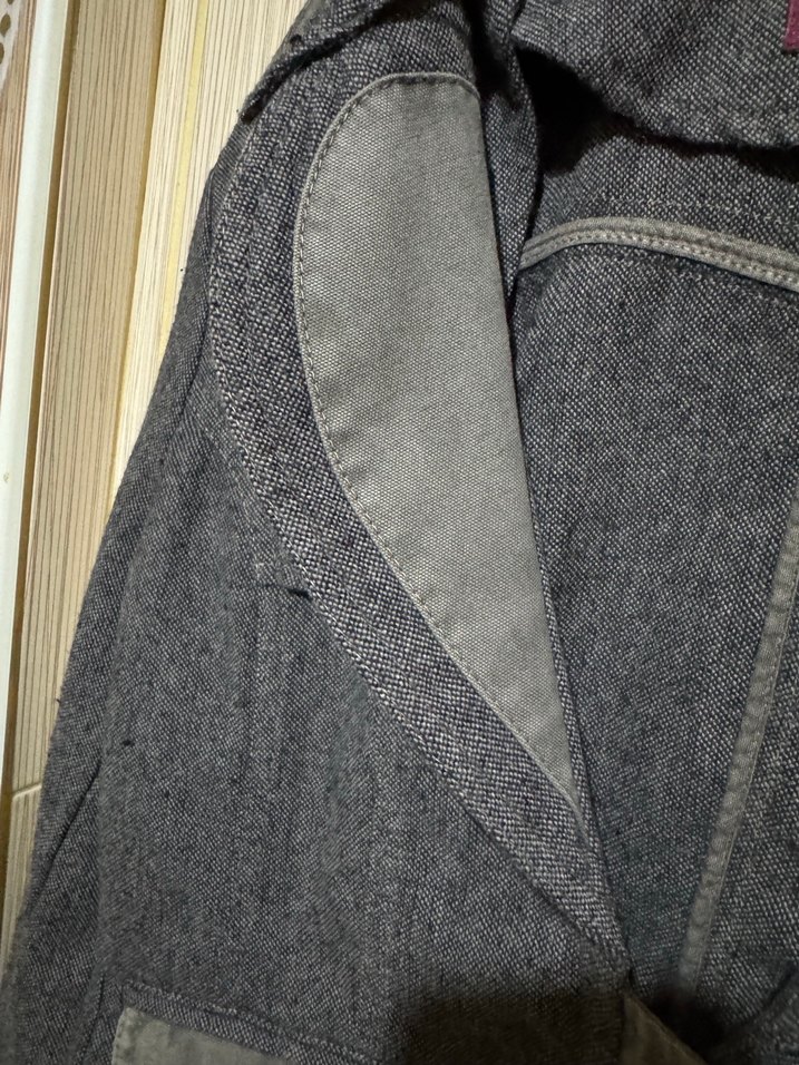 Gri Mini Jean Ceket Düğmeli - Görsel 4