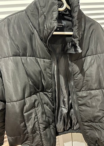 Siyah Kemerli Kadın Kışlık Mont yağmurluk - Görsel 2