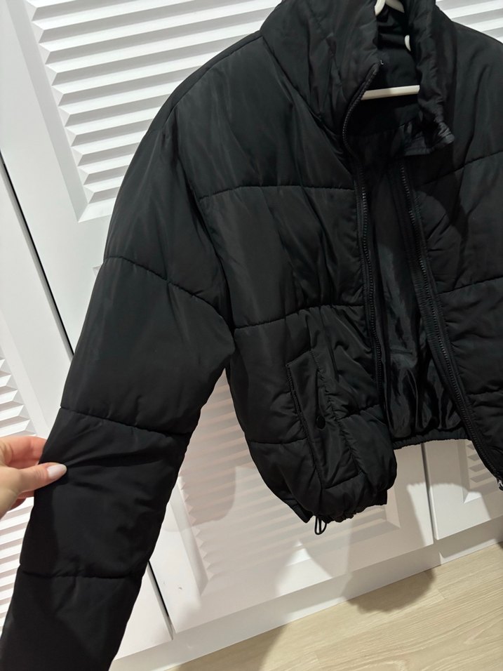 Siyah Kemerli Kadın Kışlık Mont yağmurluk - Görsel 4