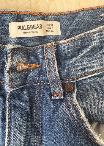32 Beden mavi Renk Düğmeli Geniş Kesim Midi Kot Pantolon