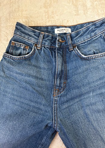 32 Beden Düğmeli Geniş Kesim Midi Kot Pantolon