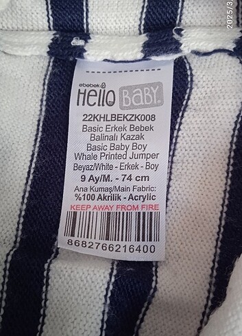 Standart Beden Beden çeşitli Renk HELLO BABY 9 AY 