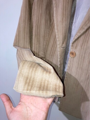 40 Beden ten rengi Renk Fitilli Blazer Ceket