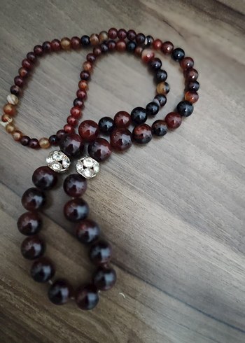 Akik Taşlı Uzun Bohem Kolye