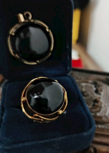 Beden Oltu taşı ve gümüş Gotik Kadın Yüzük ve kolye ucu