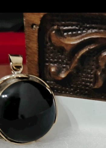 Beden siyah Renk Oltu taşı ve gümüş Gotik Kadın Yüzük ve kolye ucu
