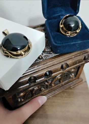 Diğer Oltu taşı ve gümüş Gotik Kadın Yüzük ve kolye ucu