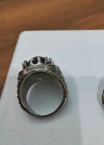 Siyah Taşlı Gotik Erkek Yüzük - Görsel 4