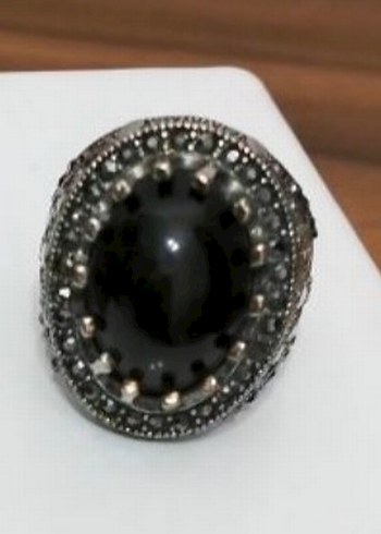 Siyah Taşlı Gotik Erkek Yüzük - Görsel 3