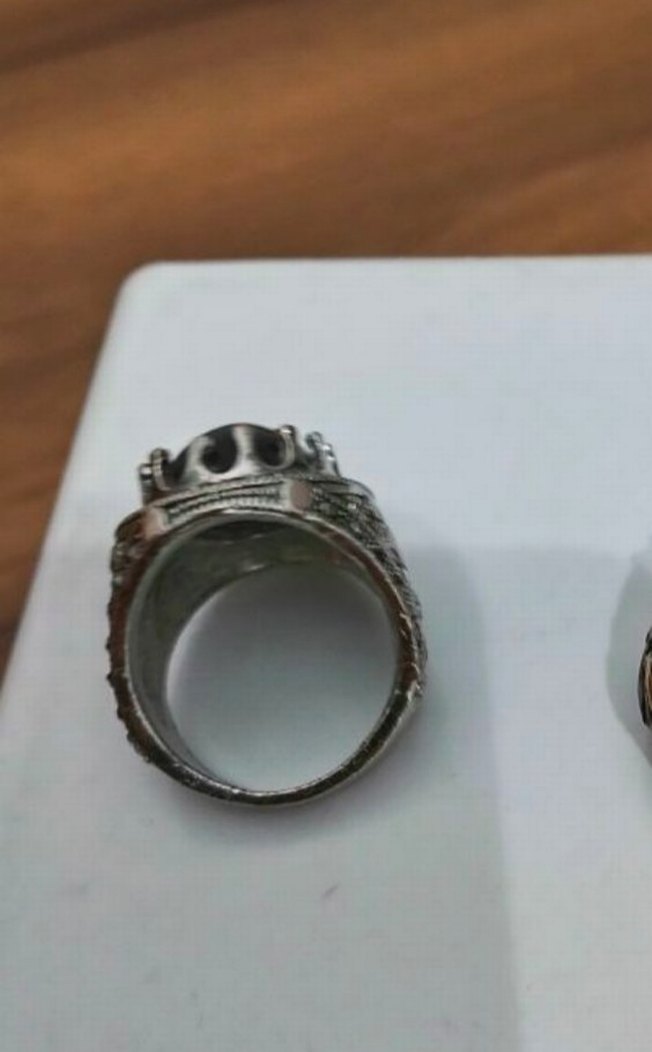 Siyah Taşlı Gotik Erkek Yüzük - Görsel 4