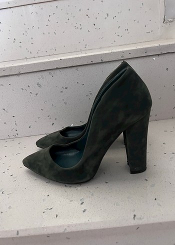 Diğer Haki Süet Stiletto Topuklu Kadın Ayakkabı