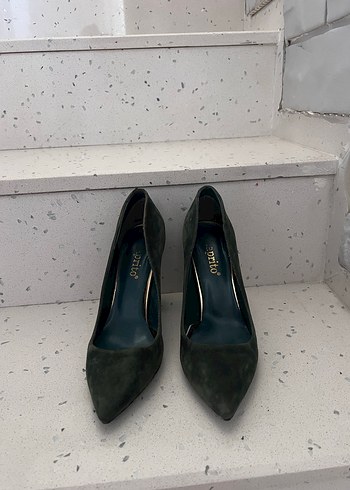 37 Beden Haki Süet Stiletto Topuklu Kadın Ayakkabı