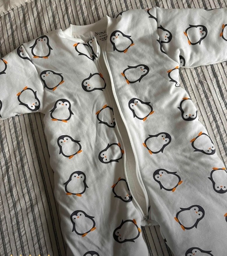 5 yaş Erkek Çocuk Beyaz Penguen Desenli Pofuduk Tulum 2.5 tog - Görsel 2