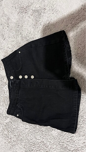 xs Beden Düğme detaylı yüksek bel denim şort etek