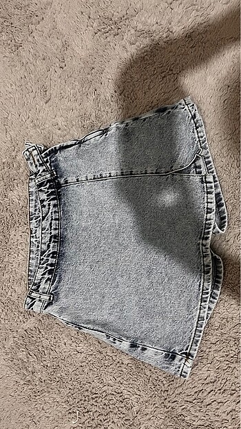 32 Beden Mavi yırtmaçlı denim şort etek