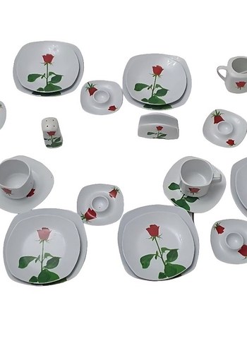 Özel Gül Desenli Beyaz Kahvaltı Takımı - Görsel 8