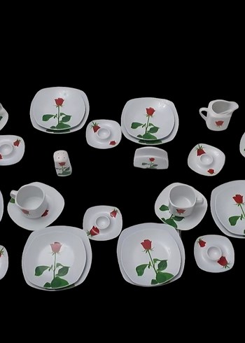 Özel Gül Desenli Beyaz Kahvaltı Takımı - Görsel 9