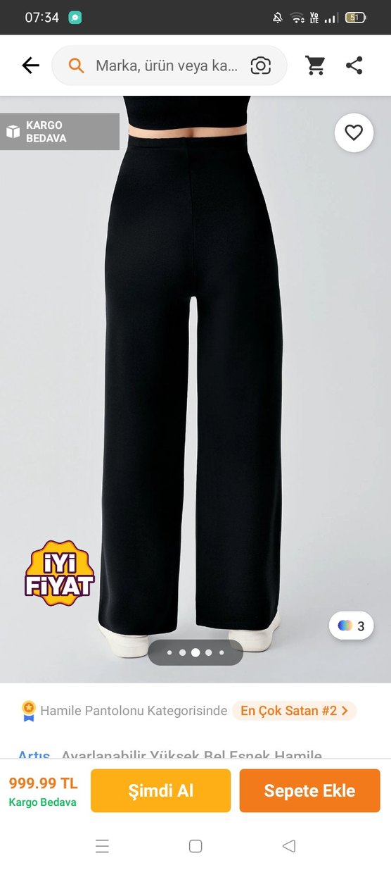 Siyah Rahat Kesim Hamile Pantolon - Görsel 3