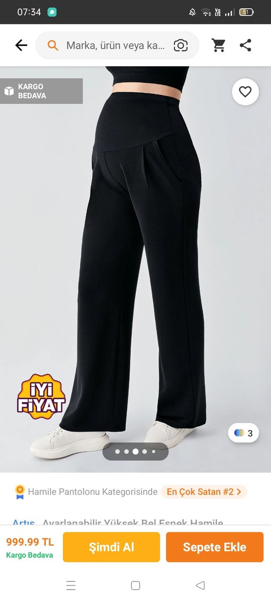 Siyah Rahat Kesim Hamile Pantolon - Görsel 2