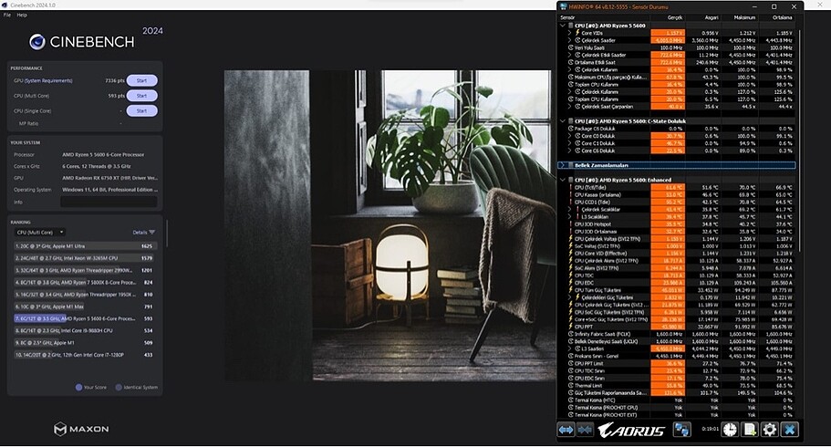 Beden Ryzen 5 5600 RX6750xt=RTX3070 Monitör Klavye Fare dahil