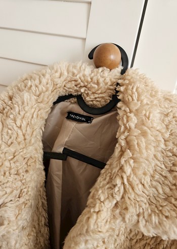 Bej Peluş Kadın Midi Kaban - Görsel 2