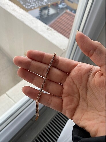  Beden pembe Renk Orijinal Swarovski Pembe Suyolu Bileklik