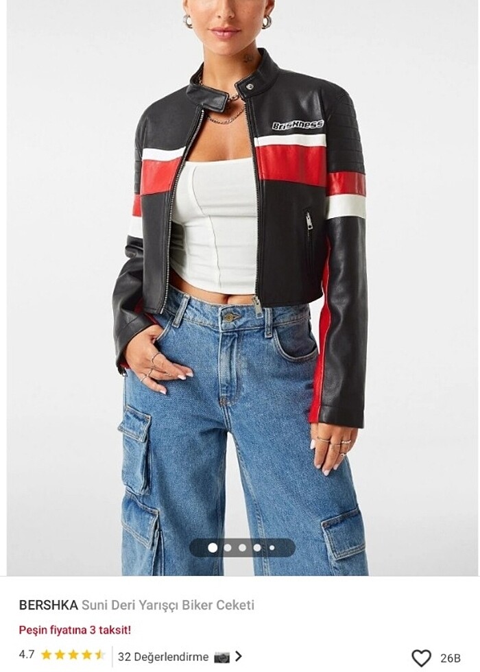 Deri yarışçı biker ceket  - Görsel 2