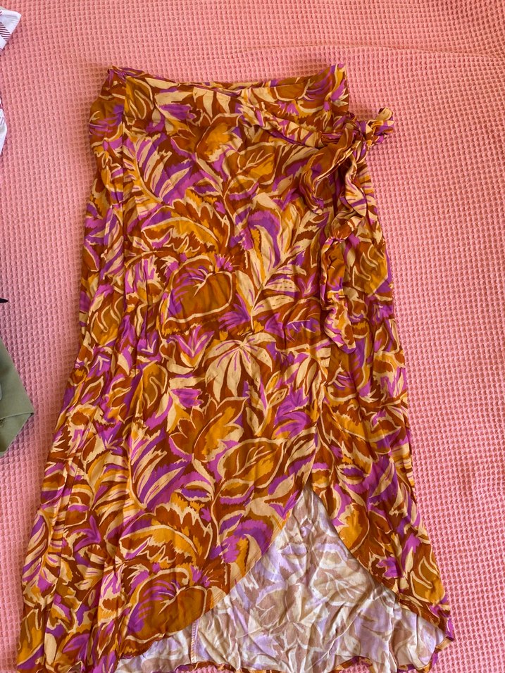 Bohem Tarz Uzun Drapeli Çok Renkli belden bağlamalı  Etek - Görsel 5