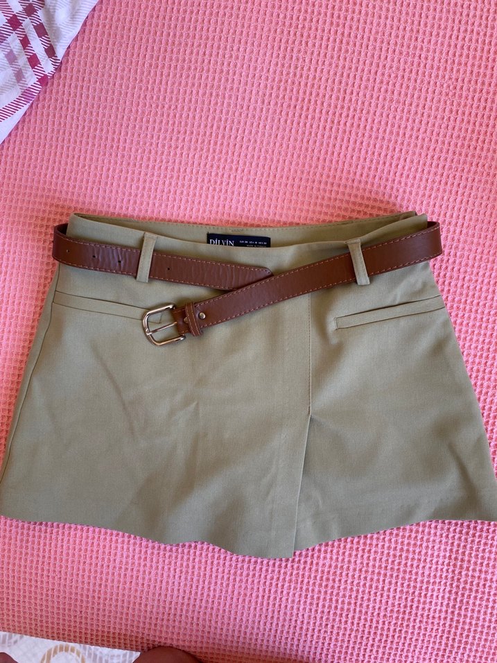 Kahverengi Kemerli Mini Etek - Görsel 2