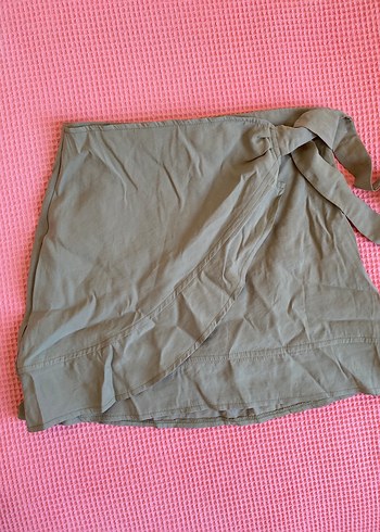 Drapeli Haki Midi Kadın Etek - Görsel 4