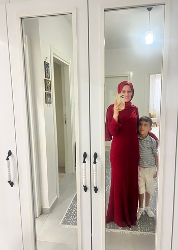 m Beden bordo Renk Bordo Uzun Drapeli Kadın Elbise