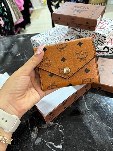  Beden camel Renk Mcm mini taba zarf cüzdan