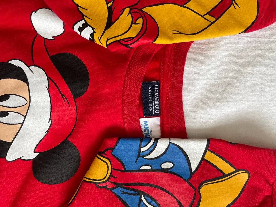 Kırmızı Baskılı Mickey Mouseli Yılbaşı Erkek Sweatshirt - Görsel 2