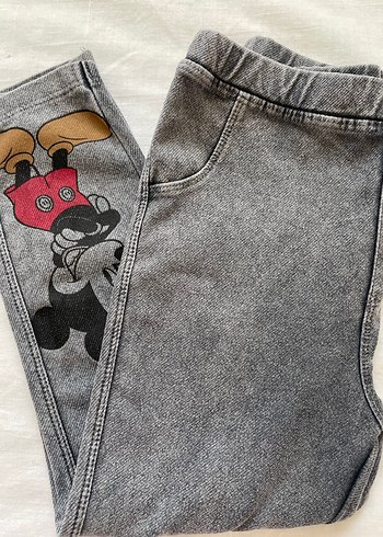 Kız/ Erkek Çocuk Gri Denim Baskılı Rahat Pantolon - Görsel 4