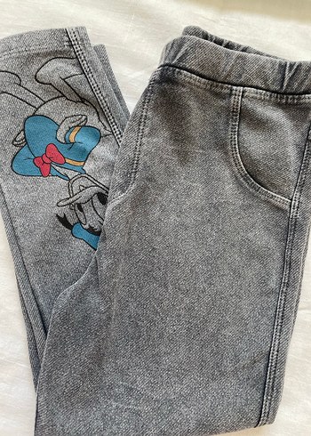 Kız/ Erkek Çocuk Gri Denim Baskılı Rahat Pantolon - Görsel 5