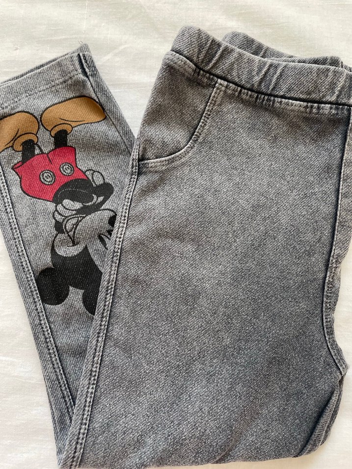 Kız/ Erkek Çocuk Gri Denim Baskılı Rahat Pantolon - Görsel 4