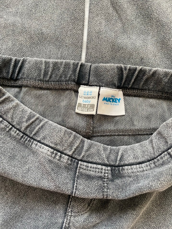 Kız/ Erkek Çocuk Gri Denim Baskılı Rahat Pantolon - Görsel 3